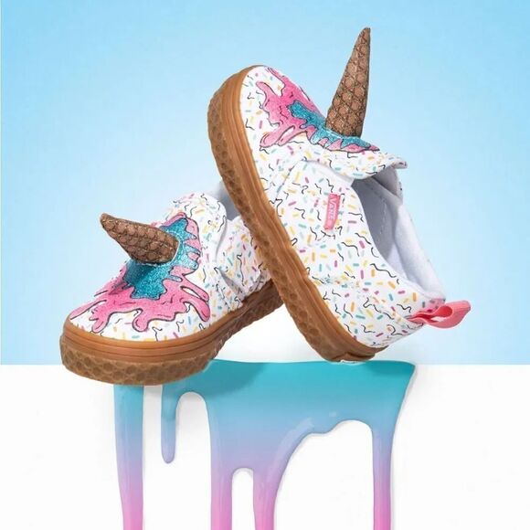 VANS White Pink Ice Cream Cone Slip On Sneakers Toddler's Size 4.5 - Picture 1 of 12